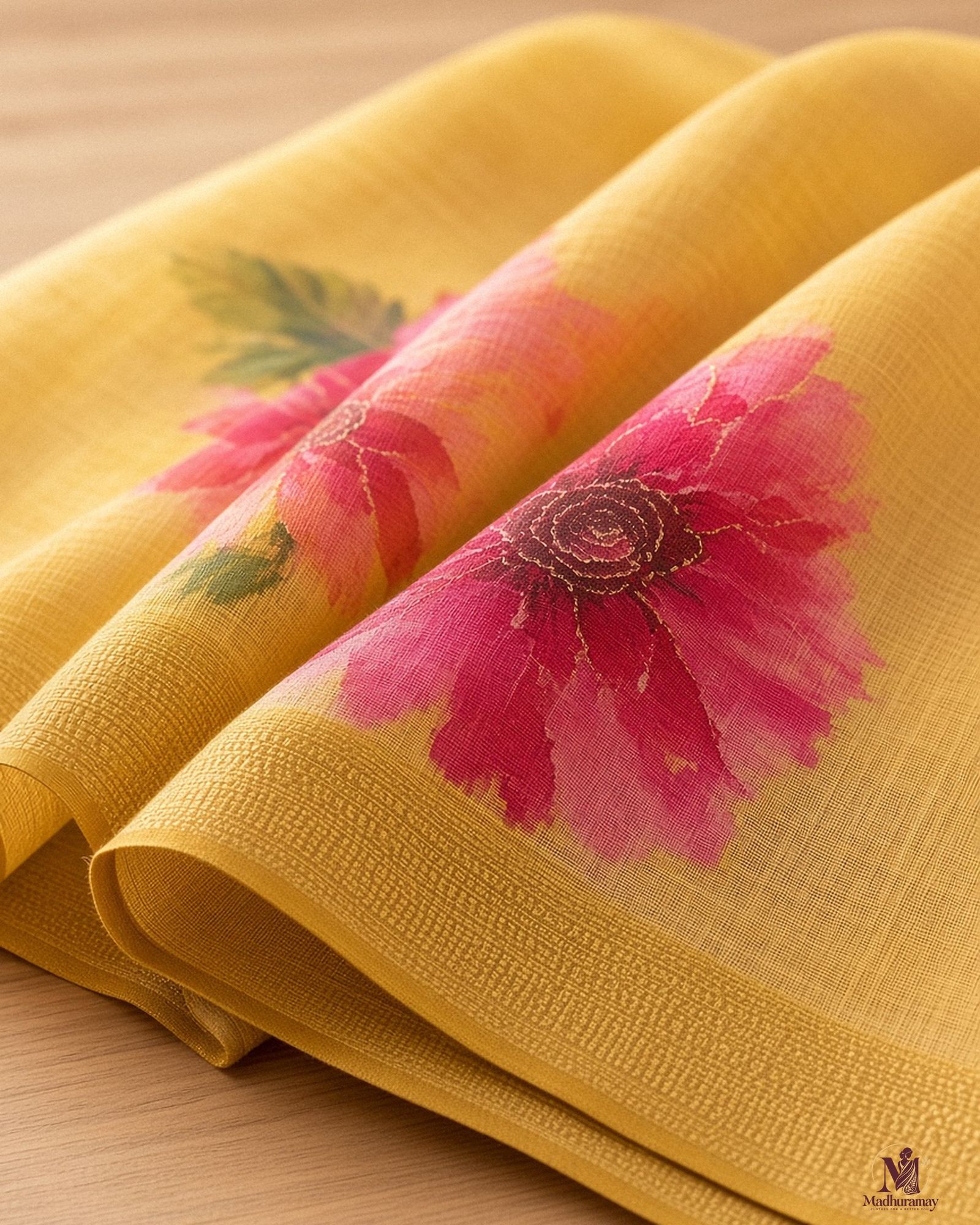 Mustard Yellow Golden Garden Festive Saree, view 4 of 9