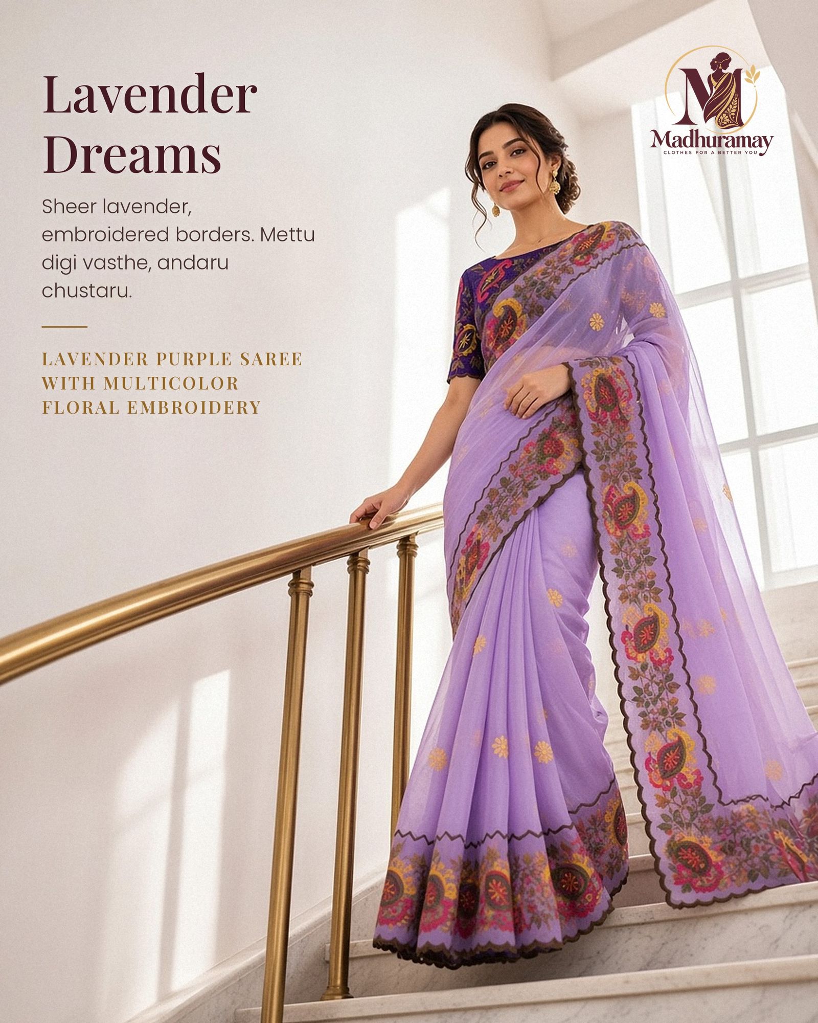 Lavender Celebration Blossom Saree