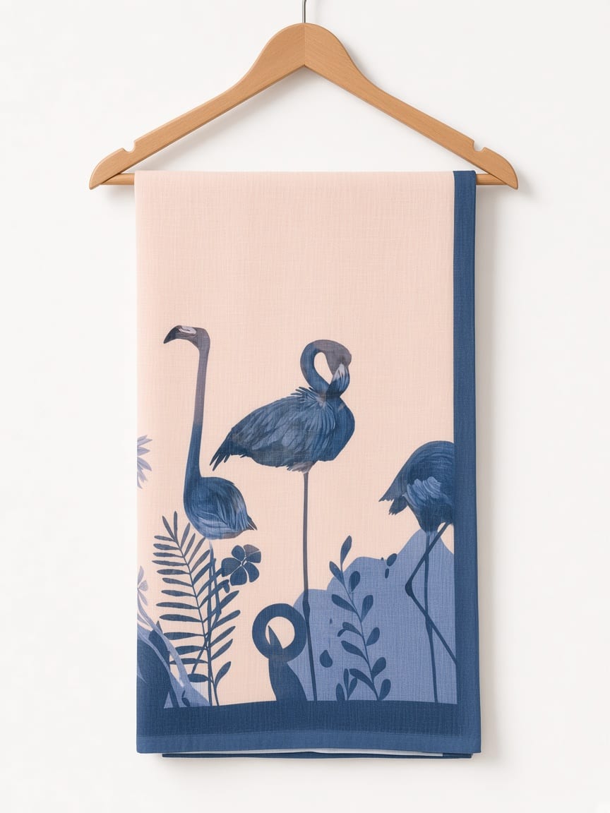 Luxury Flamingo Print Linen Festive Saree, view 4 of 4