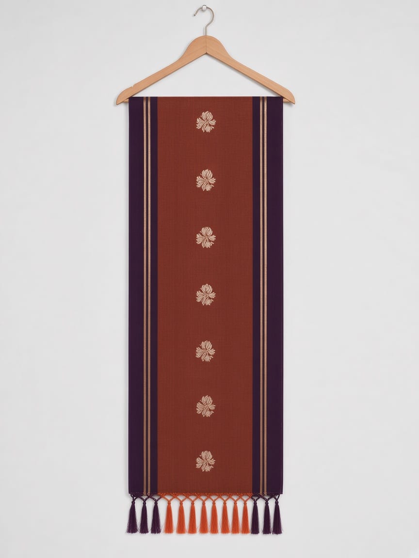 Rust Brown & Plum Golden Heritage Festive Saree, view 6 of 6